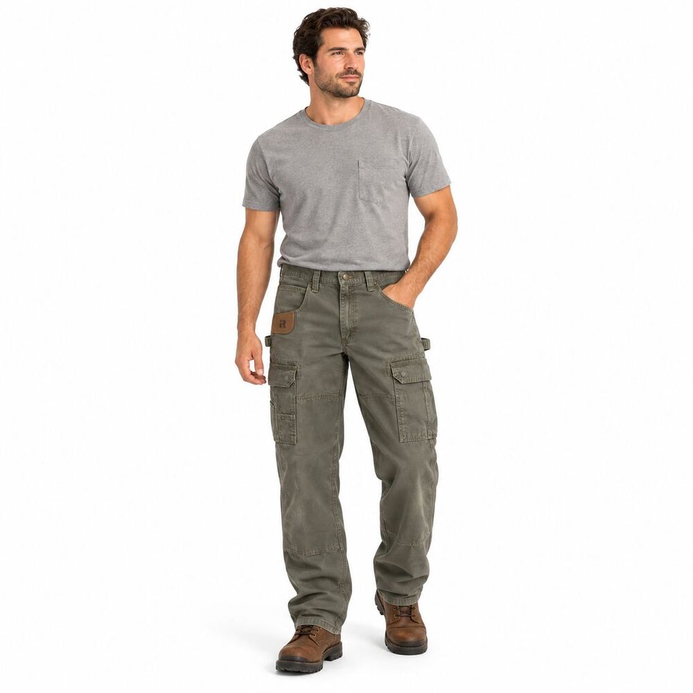 Wrangler Riggs Workwear Cargo Carpenter Pants Olive 36x36 Utility Cotton